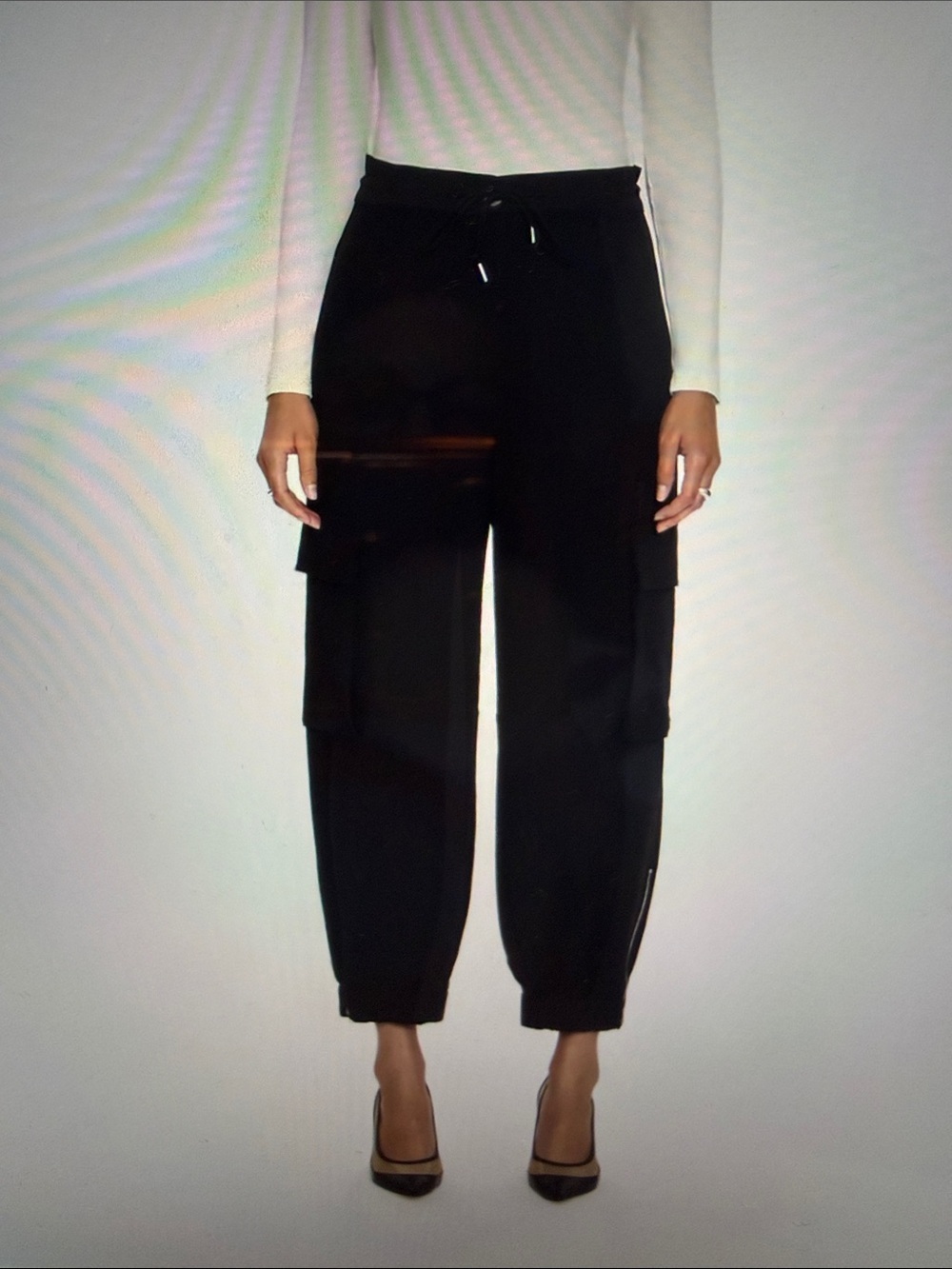 pistola Black Cargo Joggers with Drawstring Waist